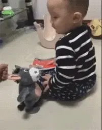 这是什么小驴玩具？还会跳动，好奇的宝宝抬手就是一巴掌