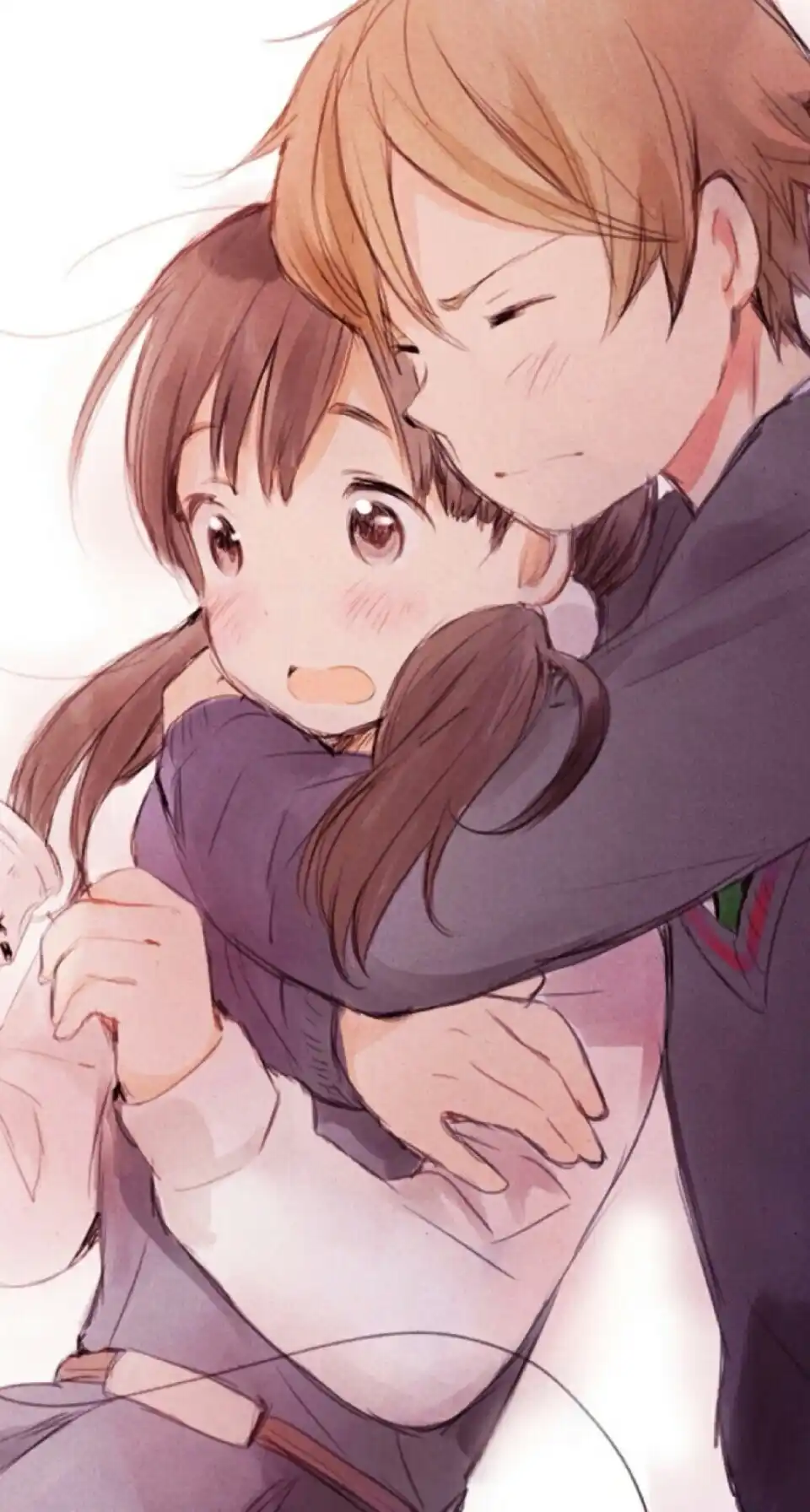 从背后抱抱的卡通情侣图片