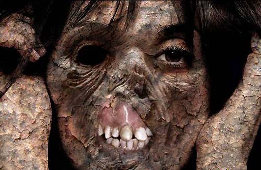像枯树皮一样的恐怖脸，太吓人啦