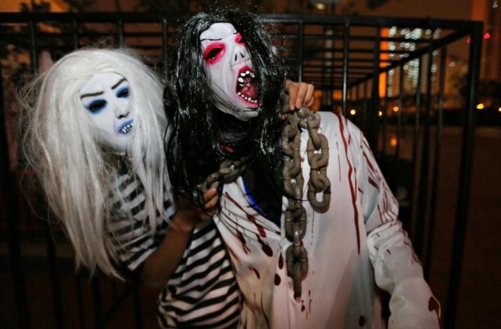 恐怖体验馆里的人物造型，保证让你有惊险刺激的感觉