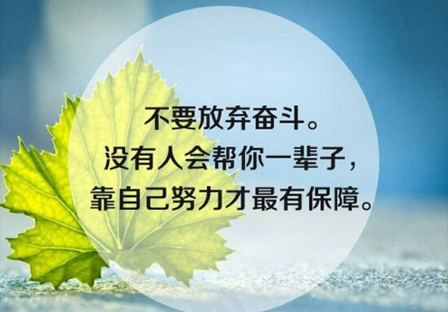 永远不要放弃奋斗，因为没有人会帮你一辈子