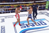 搏击场上遇到对手敏捷的跳跃，就算腿被抱住也踢不倒