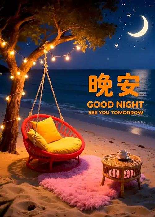 沙滩、星月与暖灯，陪你安度良夜
