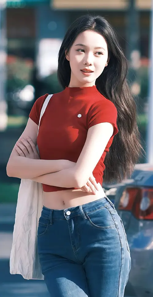 都市少女感十足的街拍美女，风格清爽又元气满满