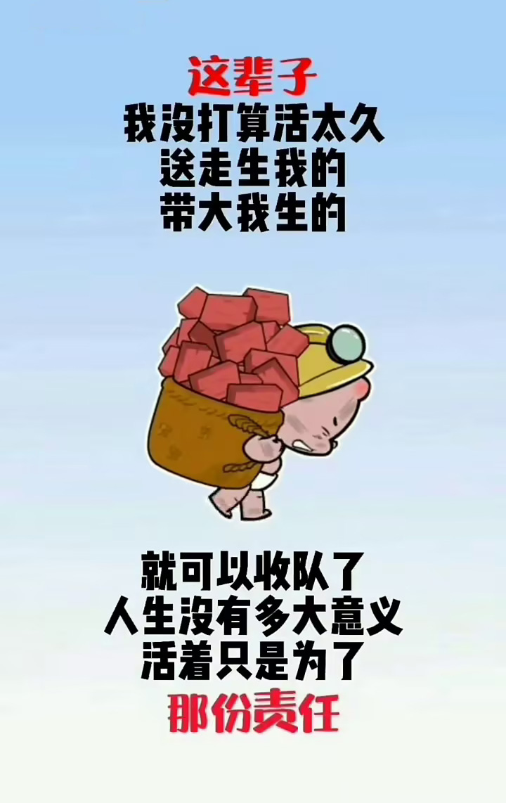 人生没有多大意义，活着只是为了那份责任