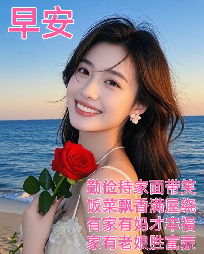 暖心的早安问候图片-勤俭持家面带笑，饭菜飘香满屋绕