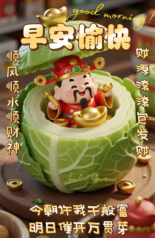 今朝纳福，万贯可期，早安