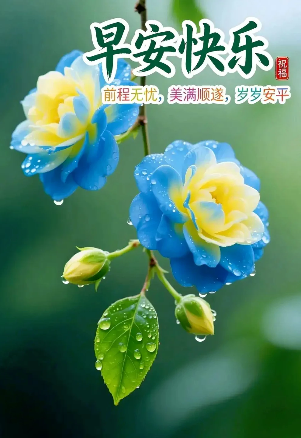 清晨送一份祝愿，愿事事顺心，岁岁安康