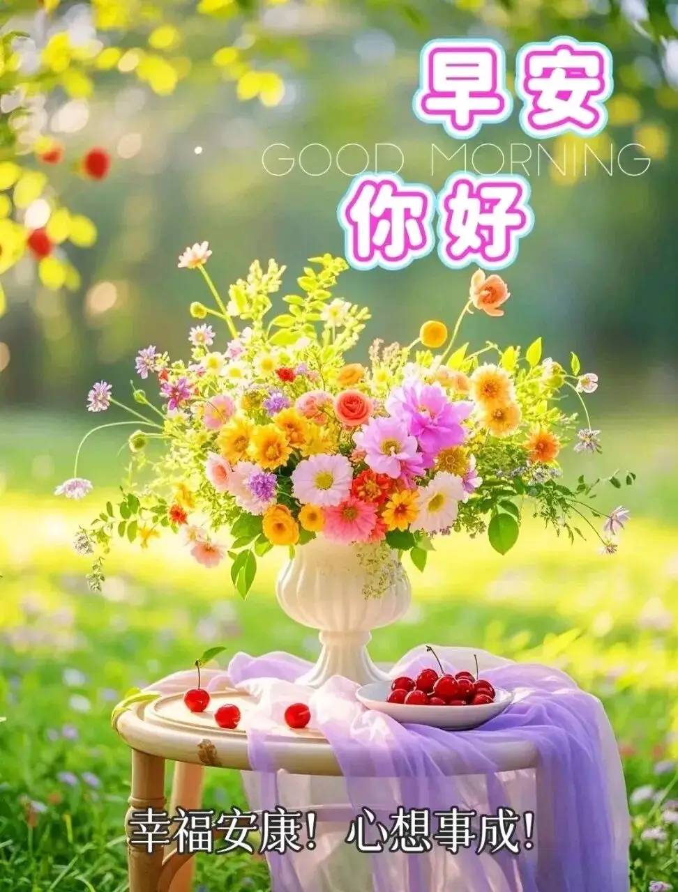 花开向暖，祝你早安，一切顺心如意